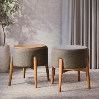 Imagem de Puff Dual Chumbo Para Apoio De Pé Sala De Leitura Lazer Decorativo Descanso Confortável Unidecor Casa