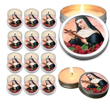 Imagem de 10 Velas Aromaticas Lembrancinhas Santa Rita na Latinha Decoração Casa
