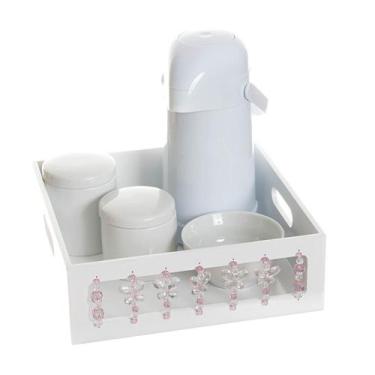 Imagem de Kit Higiene Borboleta Rosa Quarto Bebê Menina - Potinho de mel