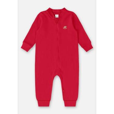 Imagem de Macacão Básico em Suedine Unissex para Bebê Up Baby, Vermelho, 3