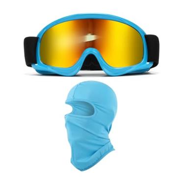 Imagem de LJDJ Óculos de motocross para crianças com proteção solar UV balaclava para meninos e meninas