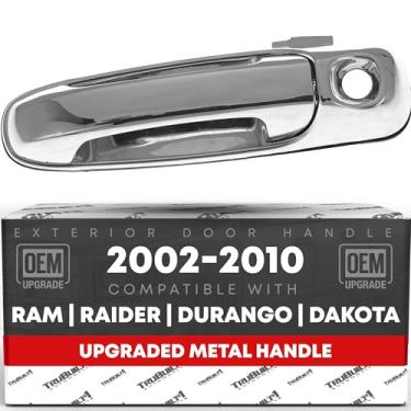 Imagem de Maçaneta externa da porta do motorista, metal atualizado - compatível com Dodge Ram 1500 2500 3500 4500 5500 2002-2009; Dodge Dakota 05-10, Dodge Durango 04-09 - Todo cromado com fechadura - OEM