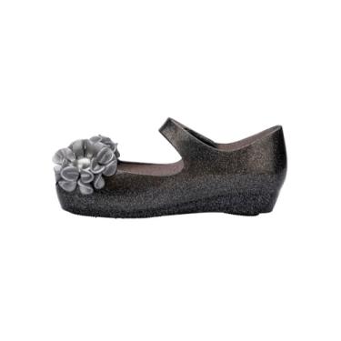 Imagem de mini melissa Ultragirl Springtime Peep-Toe Mary Jane Tênis para bebês e crianças pequenas, Glitter preto, 18