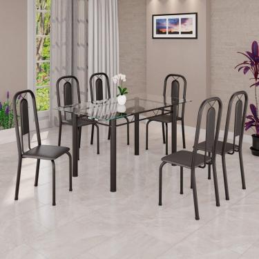 Imagem de Conjunto para Sala de Jantar com 6 Cadeiras Lívia Preto