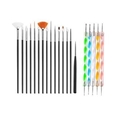 Imagem de Conjunto De Pincéis Para Arte Em Unhas, 5/20 Peças, Caneta Pontilhador