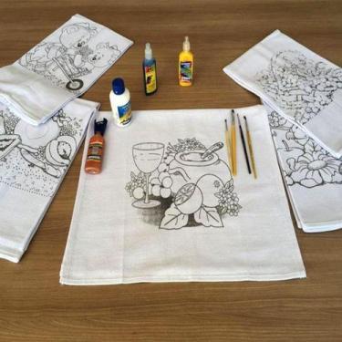 Imagem de Pano De Prato Estampado Tradicional 12 Unidades Branco - LOMAER