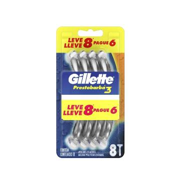 Imagem de Aparelho de Barbear Descartável Gillette Prestobarba3 8 unidades