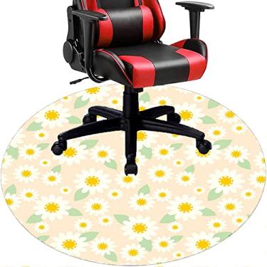 Imagem de Tapete de cadeira de escritório com flores, textura de flor, tapete de cadeira de mesa para piso de madeira de escritório em casa, protetor de piso de pilha baixa, redondo 119 cm