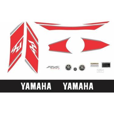 Imagem de Kit Adesivos Compatível Com Yamaha R6 2008 Branca/vermelha - SPTS