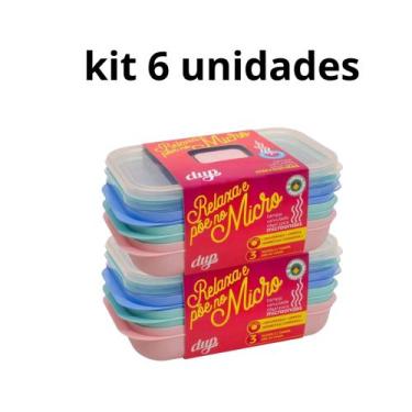 Imagem de Kit 6 Potes Para Microondas/marmitas Dup Bpa Free Azul-claro