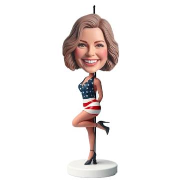 Imagem de Custom Patriotic Pole Dance Lady Bobblehead Feito à Mão Ótimo Presente Patriotismo Dança Amantes de Dança Atraente Decoração Bandeira Americana Flair Fusion Estilo Vibrante Declaração de Orgulho