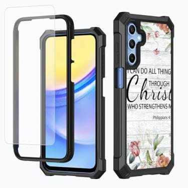 Imagem de BFDHGQZC Capa para Samsung Galaxy A36 5G com protetor de tela para Galaxy A36 5G camada dupla PC rígido e TPU macio bumper capa protetora à prova de choque para Samsung A36 5G, Bíblia Filipenses 4:13