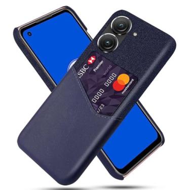Imagem de Capa para Asus Zenfone 10,Tela e tampa de couro PU,Antideslizante,360°cobertura completa à prova de choque com 1 slot de cartão atrás,Prevenção de queda-Blue