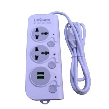 Imagem de Extenção Eletrica Com 2 Tomadas Universais 2 Saidas USB com Interruptor Independente e 2m de Cabo para uso Domestico na Cor Branca
