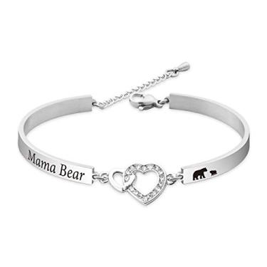 Imagem de BOSATE Pulseira de presente para mãe e urso presente para mamãe urso joia presente urso polar joia doce família presente mãe presente para mãe mãe, Metal, Genérico