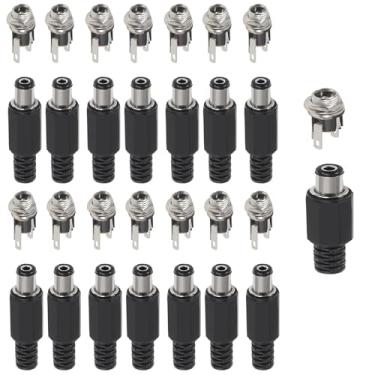 Imagem de Adaptador de conector de alimentação CC macho de 30 peças com conector de fonte de alimentação CC de 5,5 mm x 2,1 mm, conectores de montagem em painel fêmea, 3 pinos (15 pares)