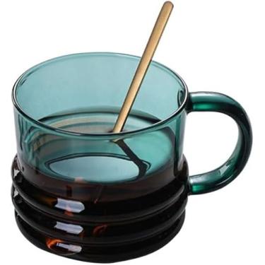 Imagem de Copo De Café De Vidro Colorido De 300 Ml Caneca De Chá De Vidro De Parede Dupla Com Alça Copo Para Beber Copos De Cerveja De Suco Doméstico, Transparent