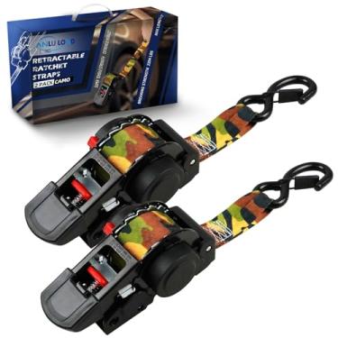 Imagem de 2 pacotes de tiras de catraca retráteis (3,8 cm x 3,7 m), alça de carga para porta-malas, motocicletas de garagem, quadriciclos, trailers-WLL1,46 kg, BS: 1 kg (cor camuflagem)