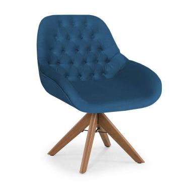 Imagem de Poltrona Base Giratória Madeira Capitonê Zari Decor