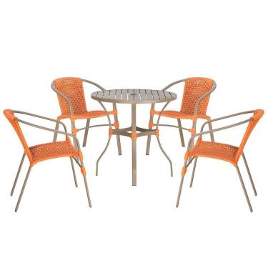 Imagem de 04 Cadeiras Floripa E Mesa Roma 80cm Fendi Trama Terra Cota