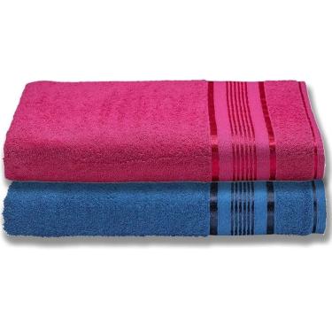 Imagem de 2 Toalhas Super Gigante Grossa Abraça O Corpão 80x180 Egito Azul+rosa