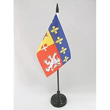 Imagem de Bandeira de mesa Rhône-Alpes 10 cm x 15 cm - Bandeira de mesa da região francesa do Ródano-Alpes 15 x 10 cm - Bastão e base de plástico preto - AZ FLAG