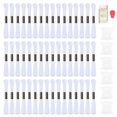 Imagem de FREEBLOSS 48 novelos de fio de bordado branco de ponto cruz com bobinas de fio dental, passador de agulha e 16 agulhas de bordado, 25 metros por novelo