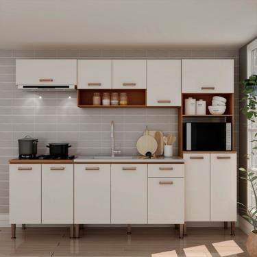 Imagem de Cozinha Compacta Essência 100% MDF 12 Portas 1 Gaveta Frejó e Off White
