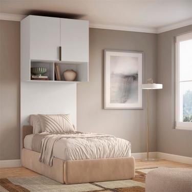 Imagem de Guarda-Roupa Modulado Aéreo com Cabeceira Altezza Clean 2 Portas Branco