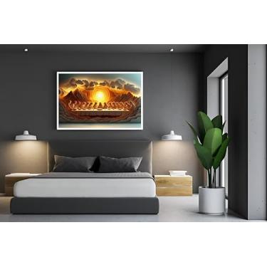 Imagem de Quadro Decorativo Artístico, Santa Ceia Abstrata, Tela Canvas, Religioso, 100x70 cm, Uso Interno (Branco)