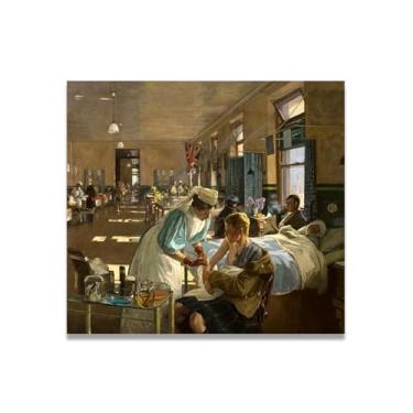 Imagem de The First Wounded John Lavery Iconic Realist Portrait & War Scene Canvas Art – Decoração de parede irlandesa atemporal para casa 30 x 30 cm Un Framed