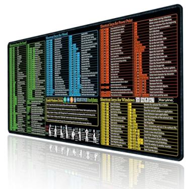 Imagem de Raryine Tapete de mouse Excel/Word/Power Point/Windows, antiderrapante e impermeável, grande para jogos (2GG 89,9 x 40 cm), mais de 200 atalhos de teclado mousepad