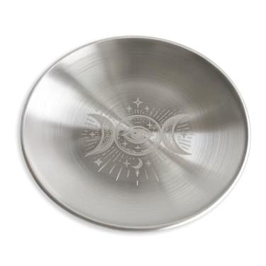 Imagem de Amitofo Oferecendo tigela prato ritual de oração ótimo para Wicca, uso de altar, uso ritual, queimador de incenso, tigela de borrões, decoração (lua tripla prateada)