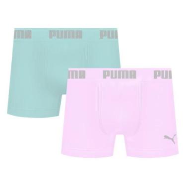 Imagem de Kit 2 Cuecas Puma Boxer Sem Costura Masculina, Verde, Rosa, G