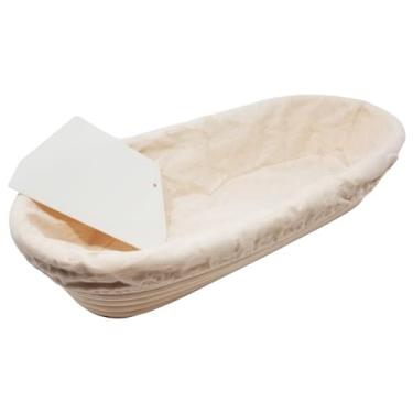 Imagem de Cesta oval Banneton à prova de pão de 33 cm com forro para fermento e cozimento caseiro