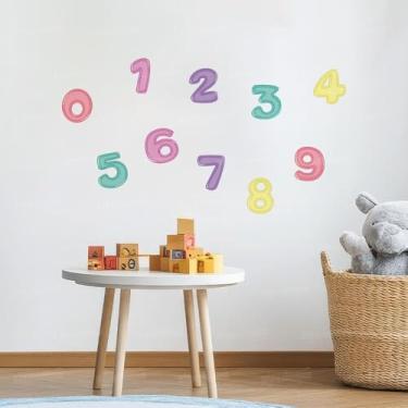 Imagem de Kit Adesivo Infantil com Números Educativos Lavável Seguro Fácil Aplicação Ideal Para Parede de Escola Brinquedoteca Quarto Criança