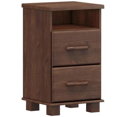 Imagem de Mesa De Cabeceira 2 Gavetas Madeira Maciça Zahav F06 Café - Lyam Decor