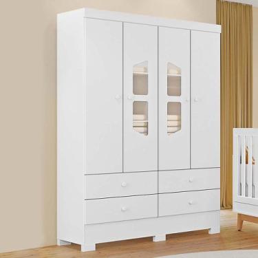 Imagem de Guarda-Roupas Infantil Cristal New 100% MDF Tuboarte 4 Portas 4 Gaveta