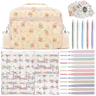 Imagem de WOBAGMEN Capa Para Bíblia Mulheres, Bolsa Grande Acolchoada Com Material De Estudo, Kit Elegante Diário Igreja, Presentes Cristãos O Dia Das Mães Mulheres (Floral Laranja, M)