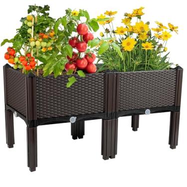 Imagem de Canteiro elevado com pernas para vasos de plantas ao ar livre, caixas de jardim elevadas, pátio, varanda, deck para plantar flores, legumes, tomate e ervas