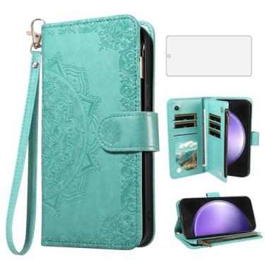 Imagem de Asuwish Capa de telefone para Samsung Galaxy S23 FE 5G capa carteira celular com protetor de tela de vidro temperado e flor flip porta-cartão de crédito suporte suporte S 23 EF S23FE 23S mulheres