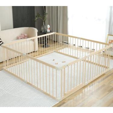 Imagem de Cercadinho para bebês Conababy Wood grande 160x180cm com portão de ved