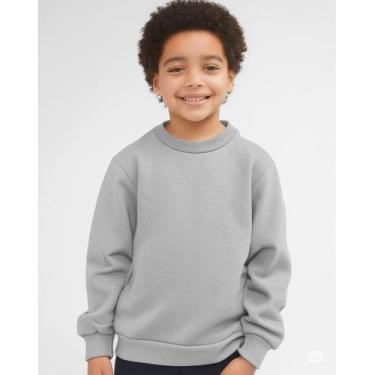 Imagem de Blusa de Frio Moletom Juvenil Flanelada com Punho Basico Inverno Unifo