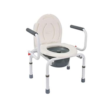 Imagem de Cadeira dobrável de cabeceira/chuveiro, cadeira dobrável portátil para idosos com apoios de braços, assento ajustável adequado para mulheres grávidas idosas, cadeira de banheiro alternativa