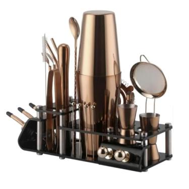 Imagem de ZZTWER Kit de bartender, 24 peças, kit de barman de aço inoxidável, ferramentas de bartender, ferramentas de mistura de utensílios de bar, conjunto de coqueteleira para bar e coqueteleira
