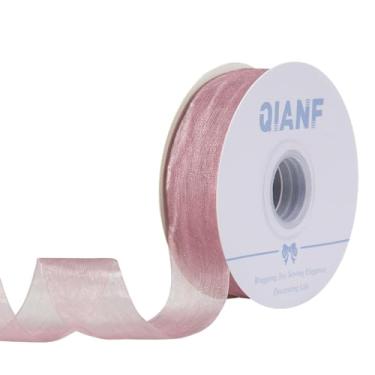 Imagem de QIANF Fita de organza transparente de 2,5 cm em ouro rosa, 50 metros, fita de tule para convites de casamento, buquês de flores de noiva, embrulho de presente para chá de bebê, decoração de árvore de