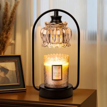 Imagem de Shang Chiang Lâmpada de aquecedor de vela, luz elétrica com temporizador, aquecedor de cera transparente em forma de flor para aniversário, dia das mães, presente de aquecimento de casa (inclui 2