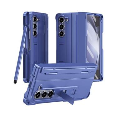 Imagem de POYUFRG Capa fosca para Samsung Galaxy Z Fold 7, capa protetora de tela com dobradiça tudo incluso com suporte S-Pen e capa dobrável com suporte, azul, Z Fold 7