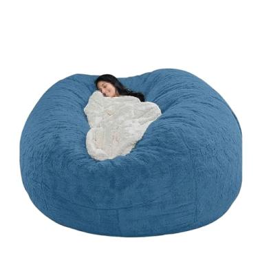 Imagem de Capa de sofá tipo pufe lavável, capa para cadeira, cama e sofá grandes, espreguiçadeira de pele sintética para sala de estar, decoração (sem enchimento)(Royal Blue,5ft)