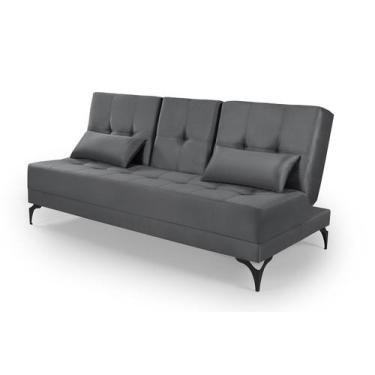 Imagem de Sofa cama colorado reclinavel com mesinha porta copos tecido suede - T